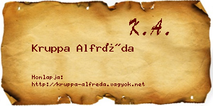Kruppa Alfréda névjegykártya